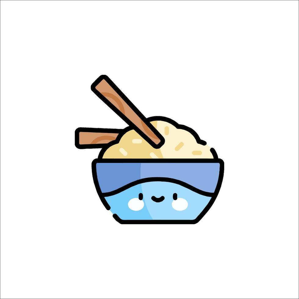 A bowl of rice with chopsticks in it vector