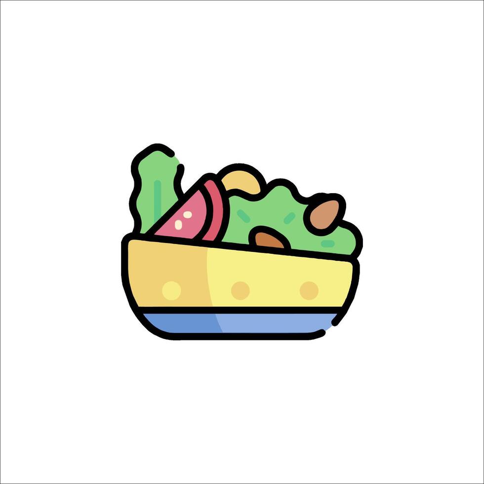 A salad in a bowl icon vector