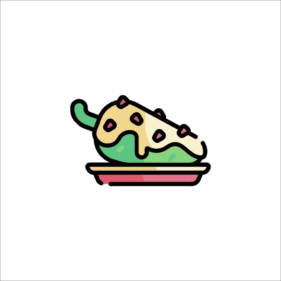 A green and red pepper on a plate vector