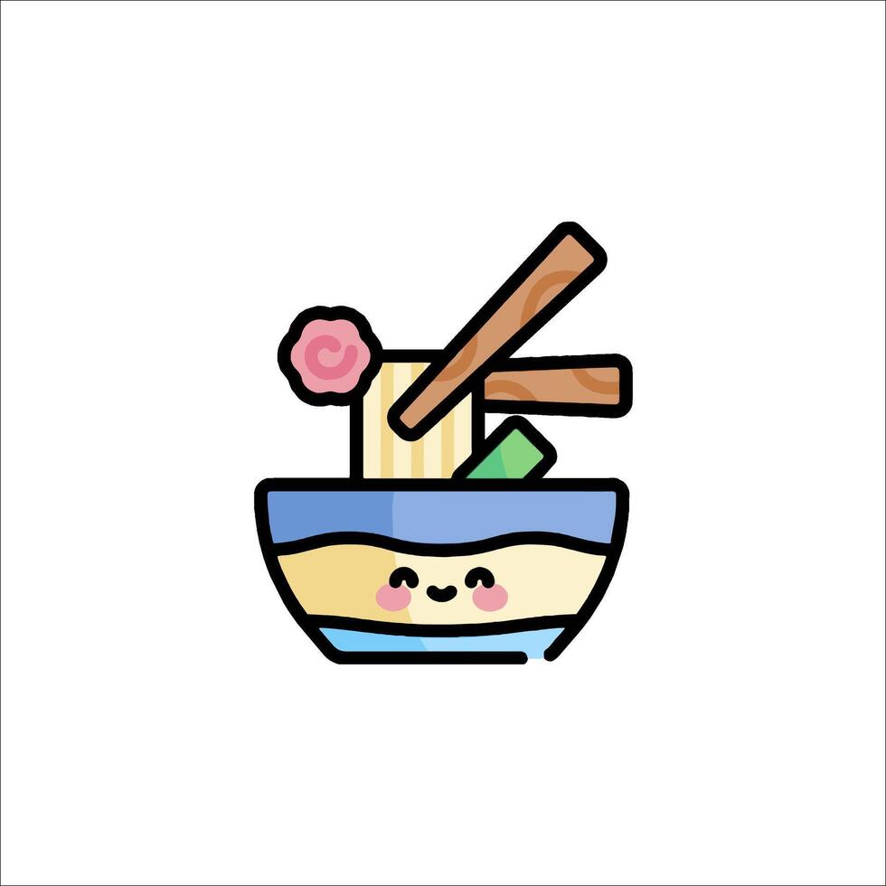 A cute bowl of ramen with chopsticks vector
