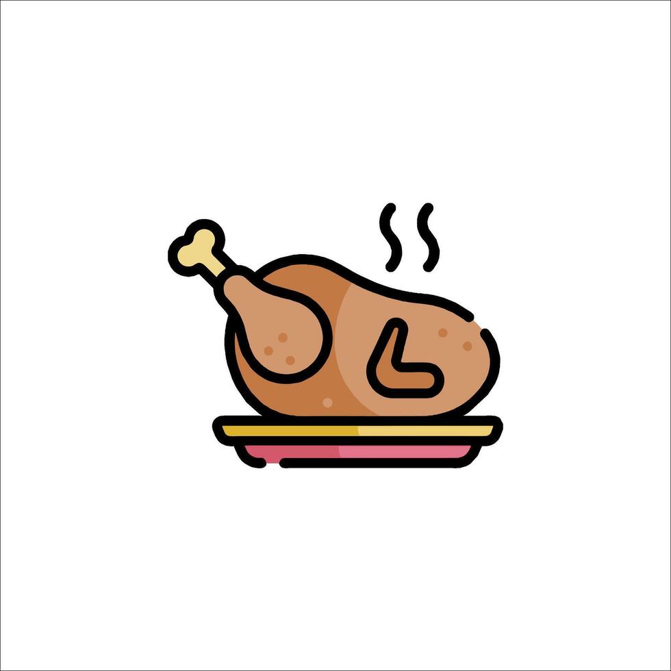 A turkey on a plate with a clock icon vector