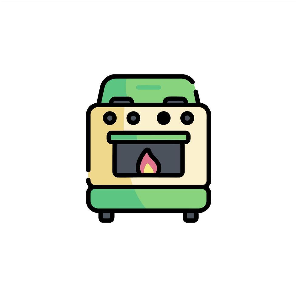 A stove with a fire inside it on a white background vector