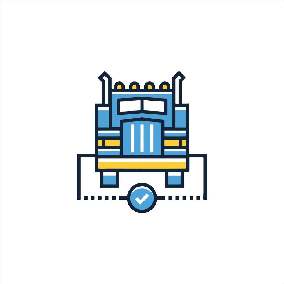 A truck icon with a check mark on it vector