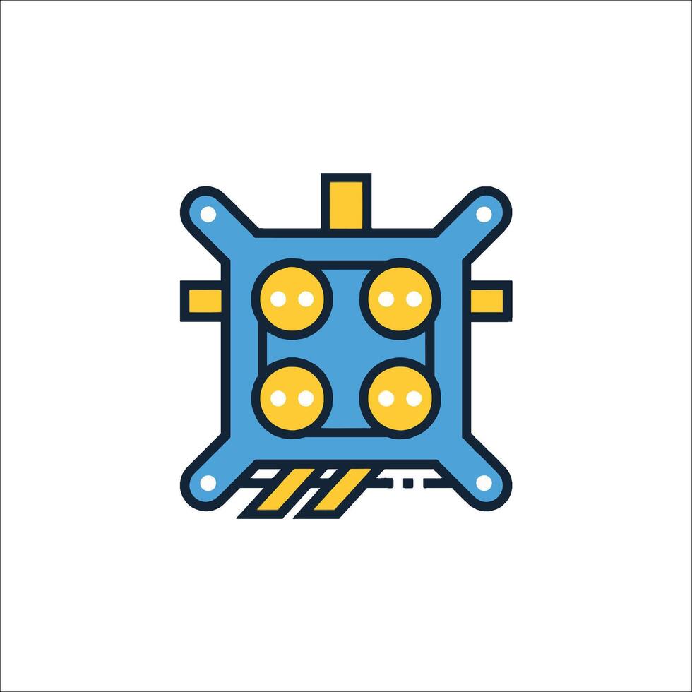 A blue and yellow logo for a computer vector