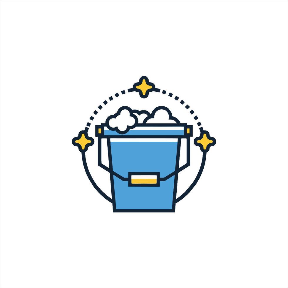 A bucket with a cloud in it and stars on it vector