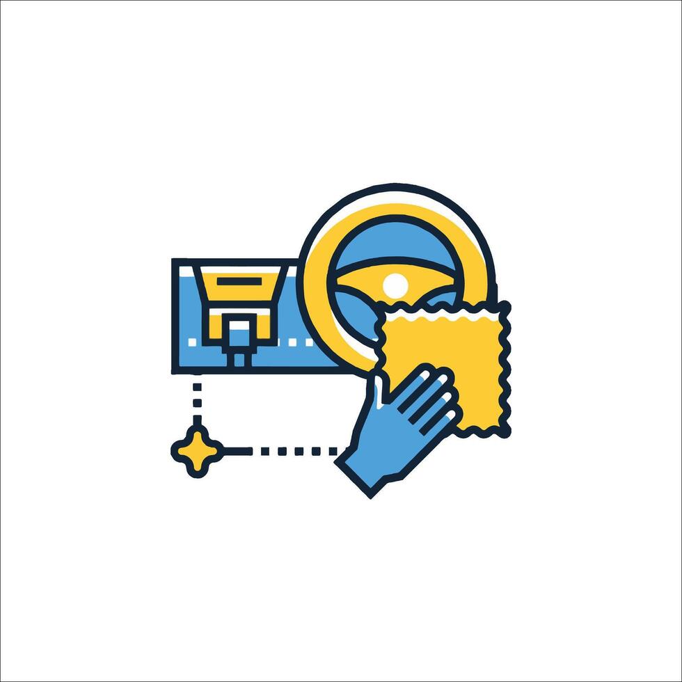 A hand holding a cloth and a car vector