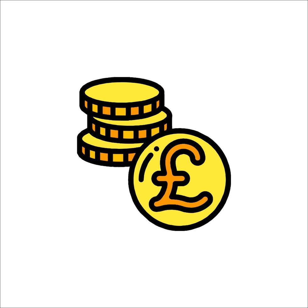 A pound coin and a stack of coins icon vector