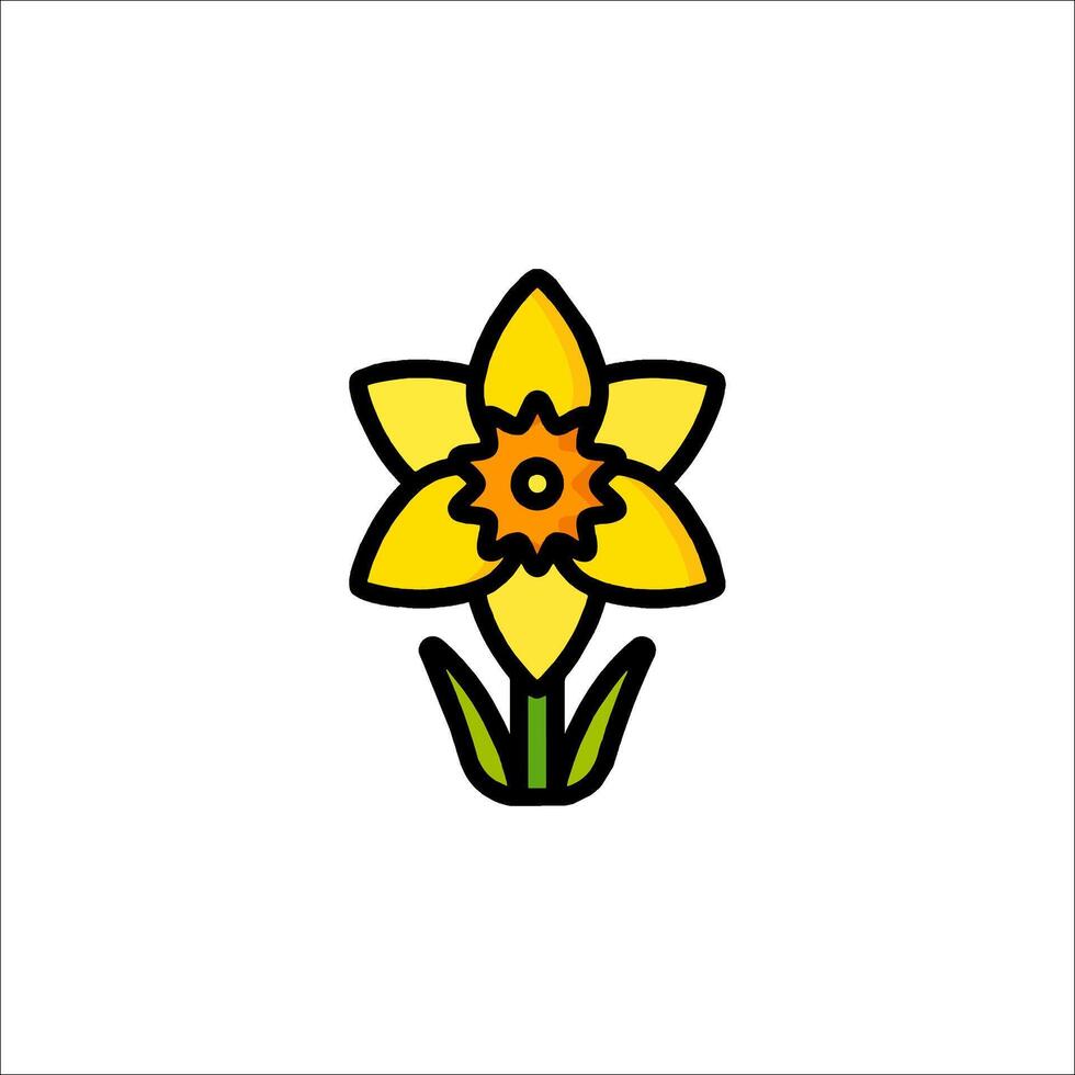 A yellow flower with a green stem on a white background vector