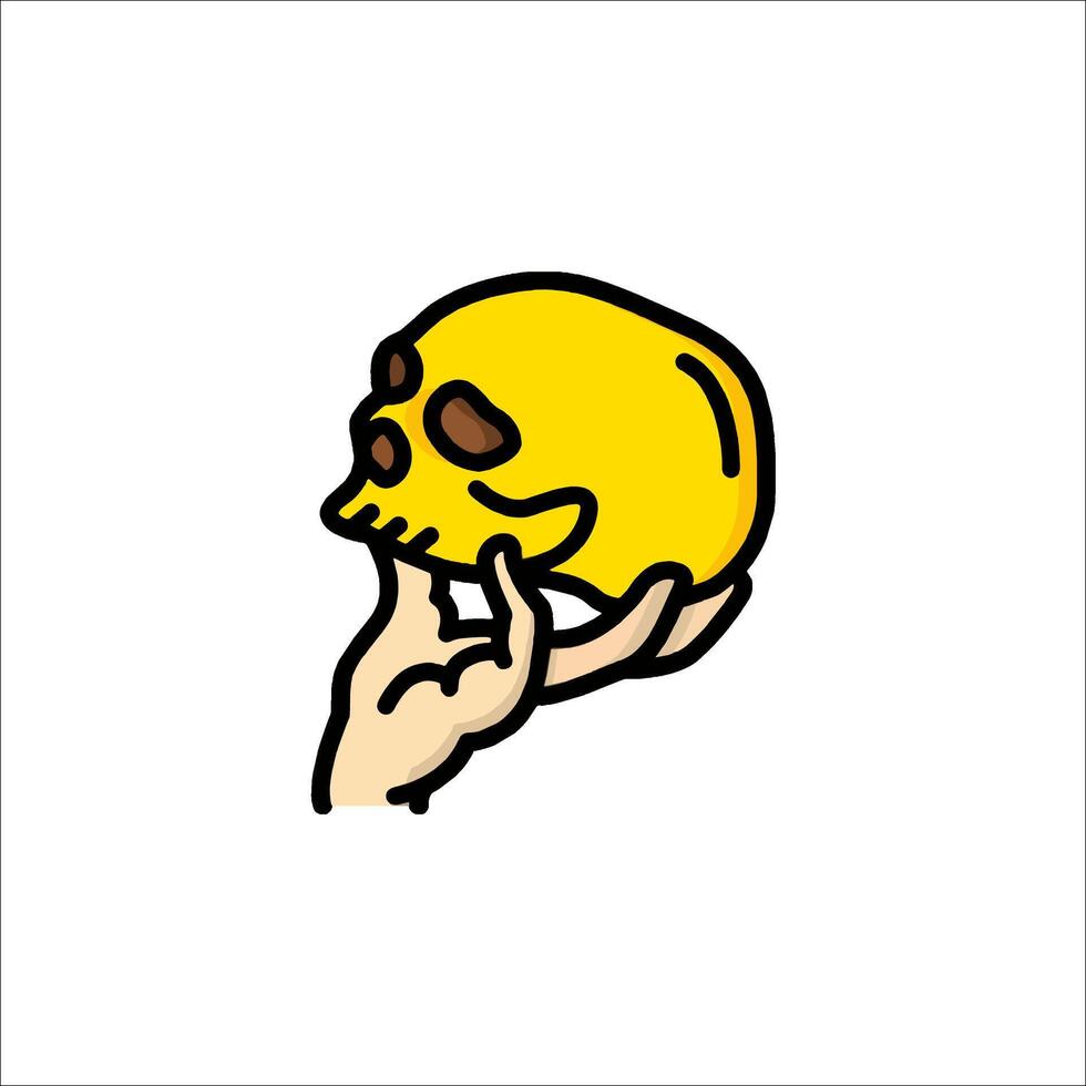 A hand holding a yellow skull vector