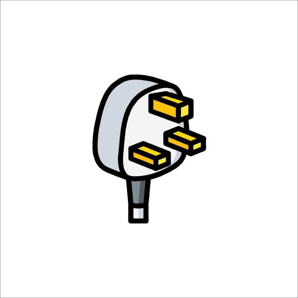 A cartoon plug with yellow and white wires vector