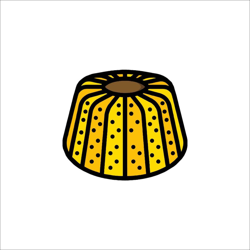 A yellow cake with dots on it vector