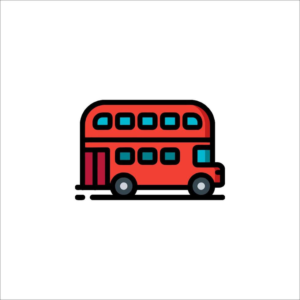 A red double decker bus icon on a white background vector