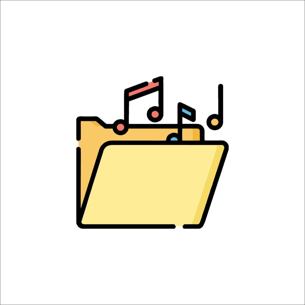 Music folder icon with music notes illustration vector