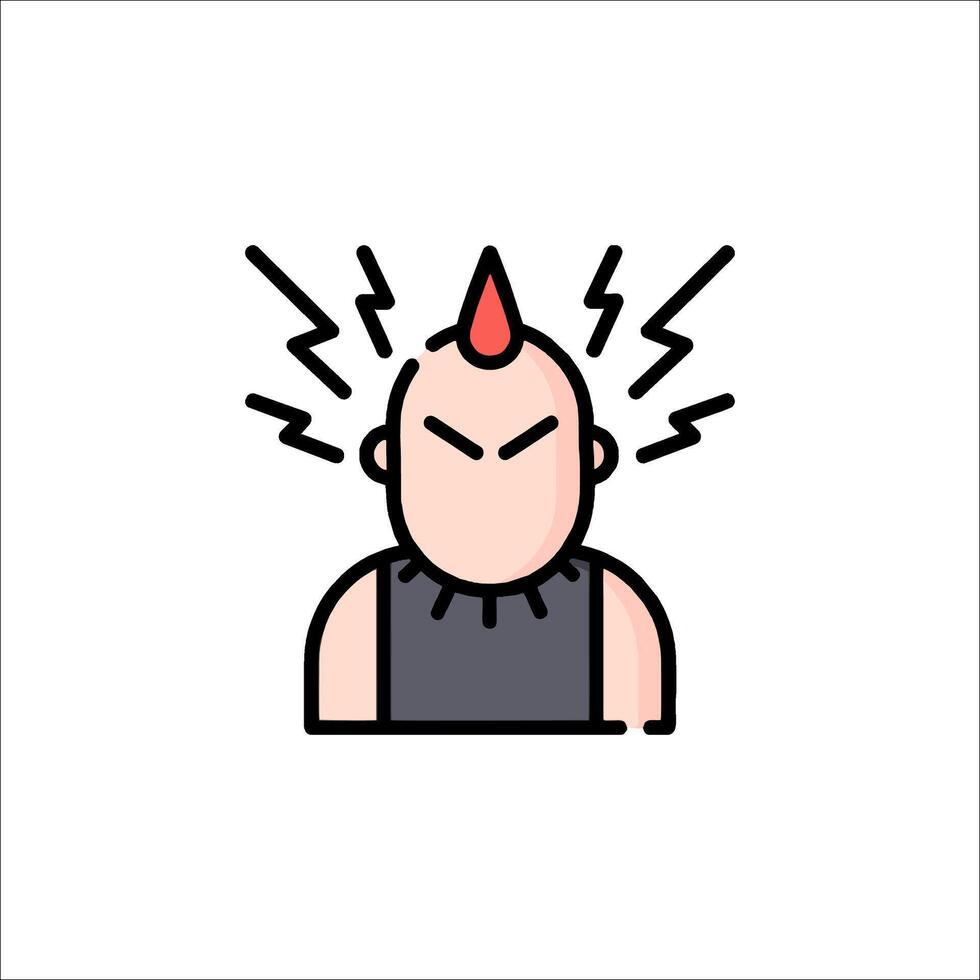 A man with a spiked head and a lightning bolt on his head vector