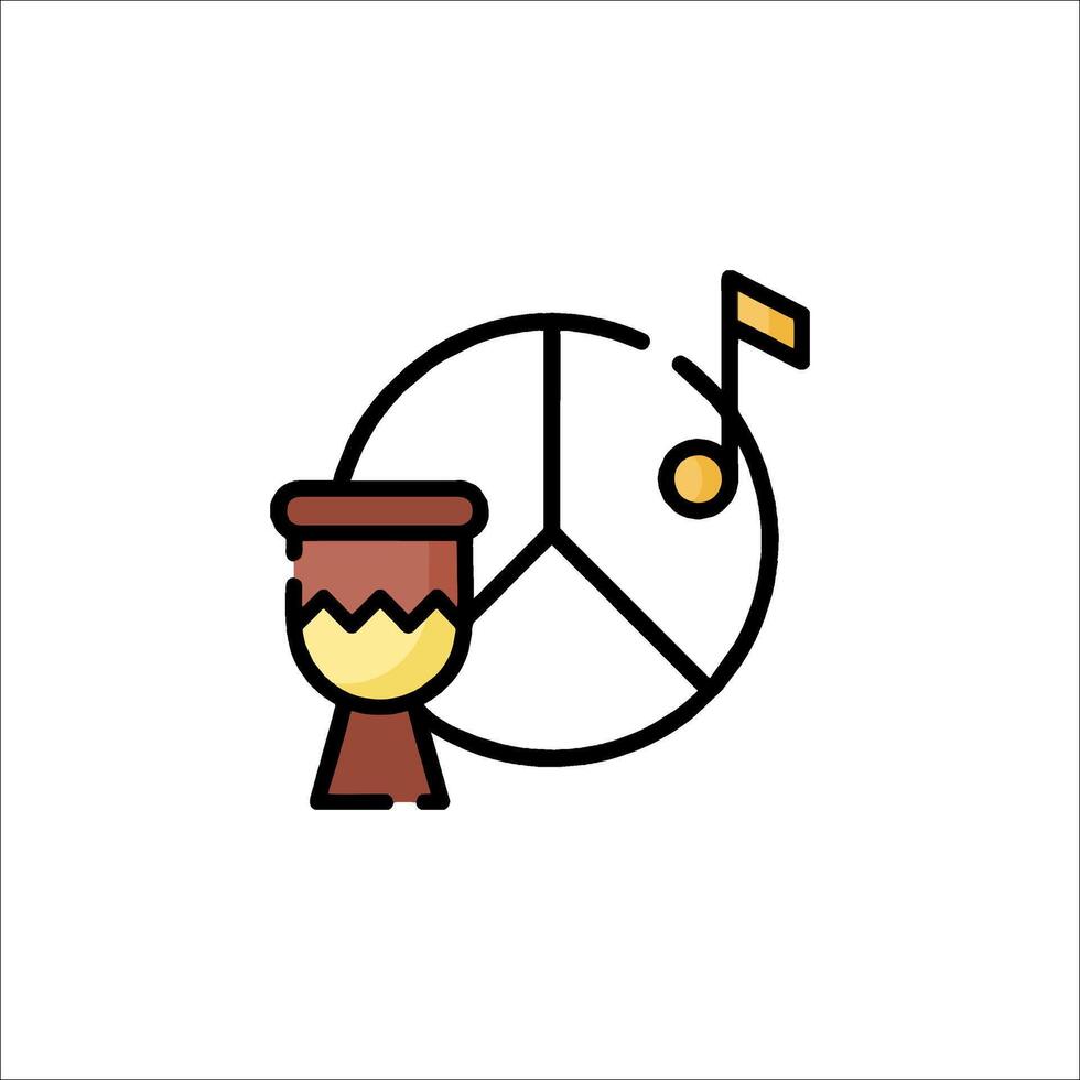 A peace sign with a musical instrument and a note vector
