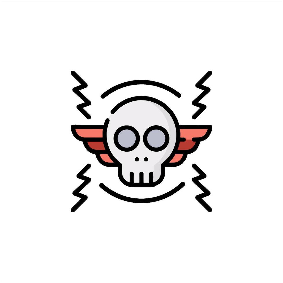 Skull with wings and lightning bolt icon vector