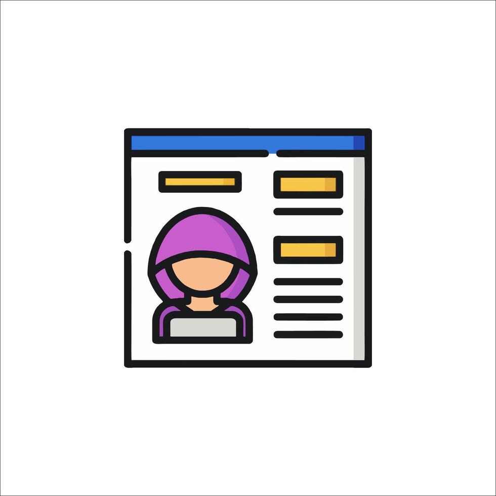 A woman in a purple hoodie is shown on a computer screen vector