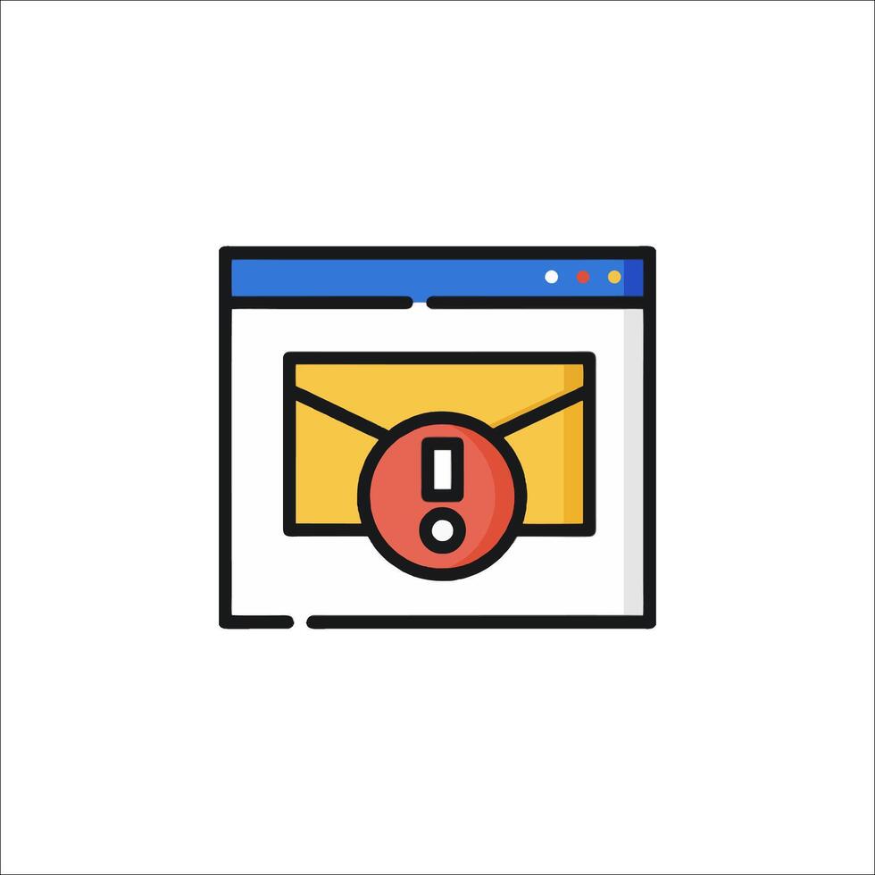 Email icon with a red exclamation mark vector
