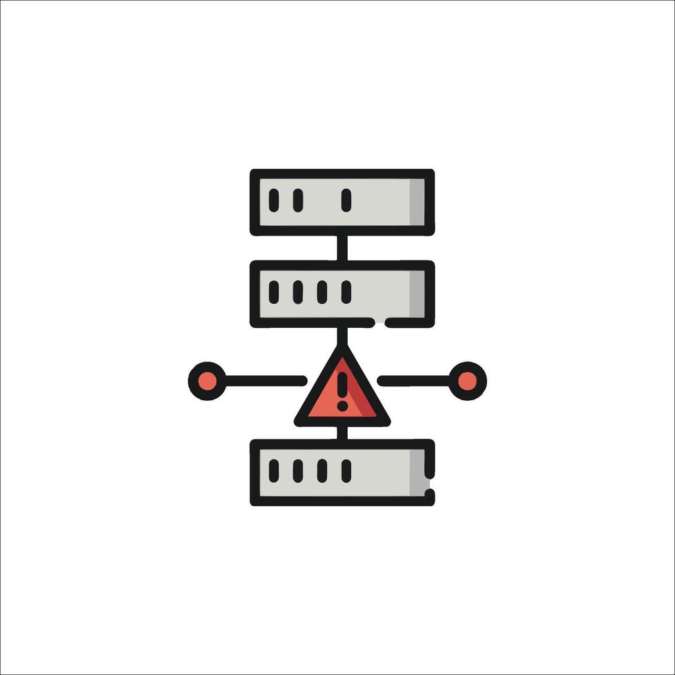 A server icon with a red triangle vector