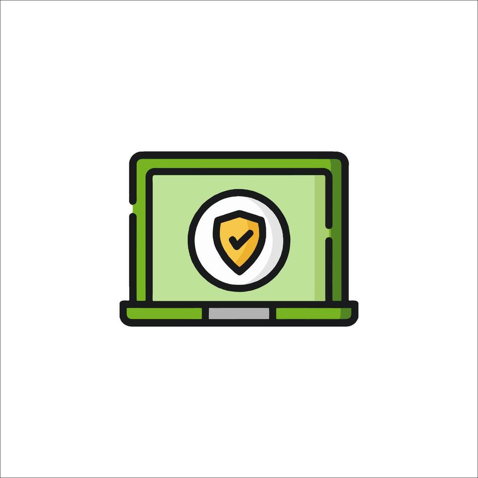 A laptop with a shield icon vector