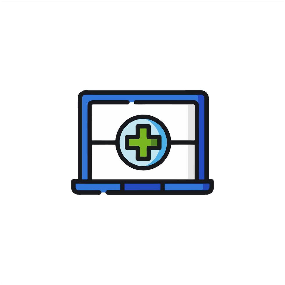 A laptop with a cross on it vector
