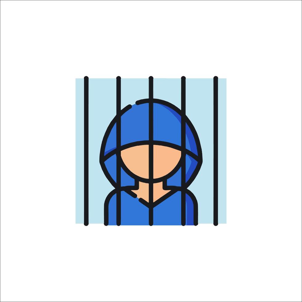 A person in a jail cell icon vector