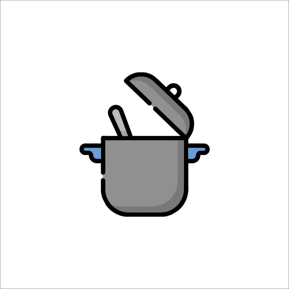 A pot with a spoon in it on a white background vector