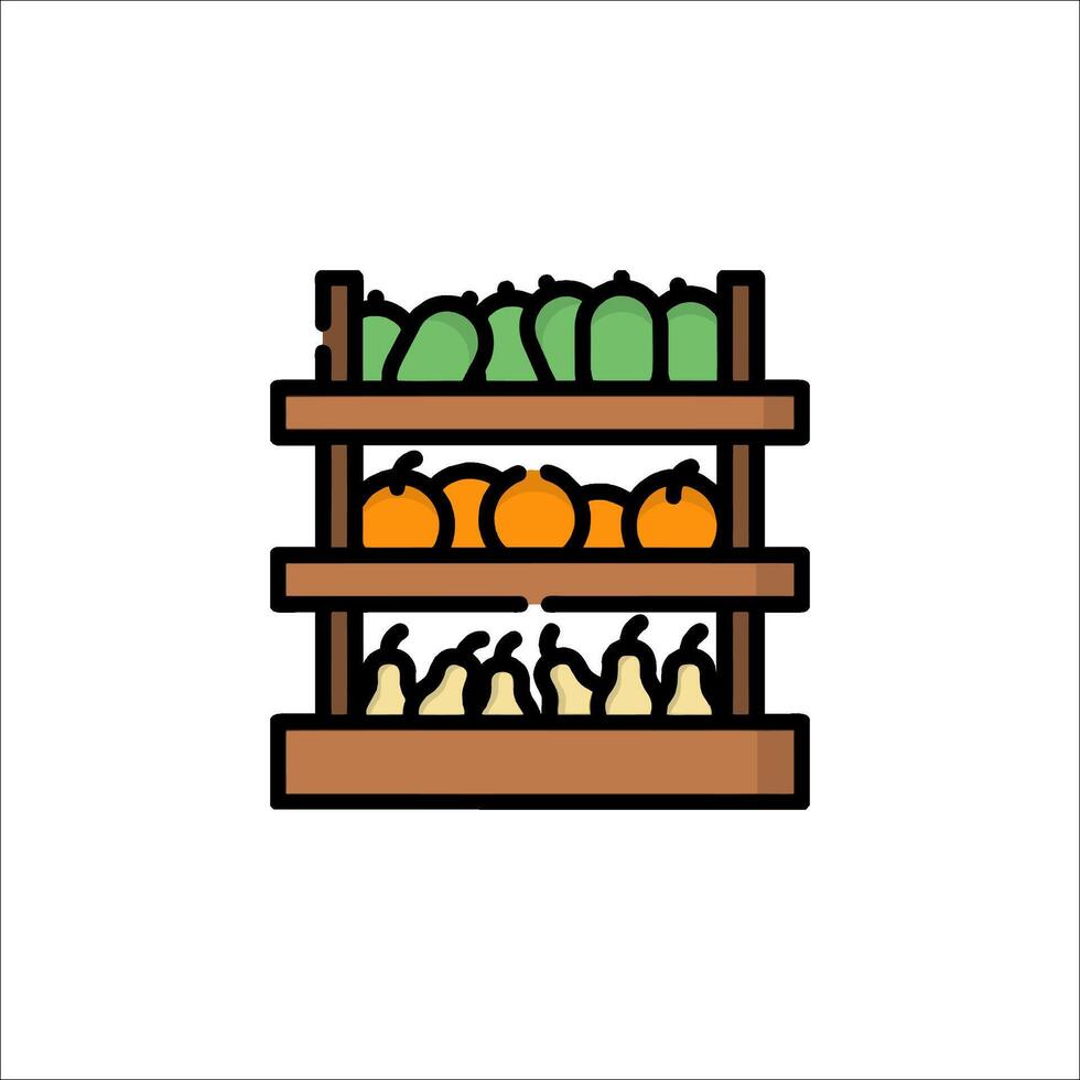 Fruit and vegetable store shelf icon illustration vector