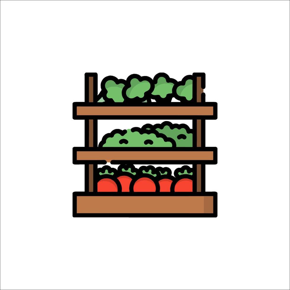 Vegetables on a shelf icon illustration vector