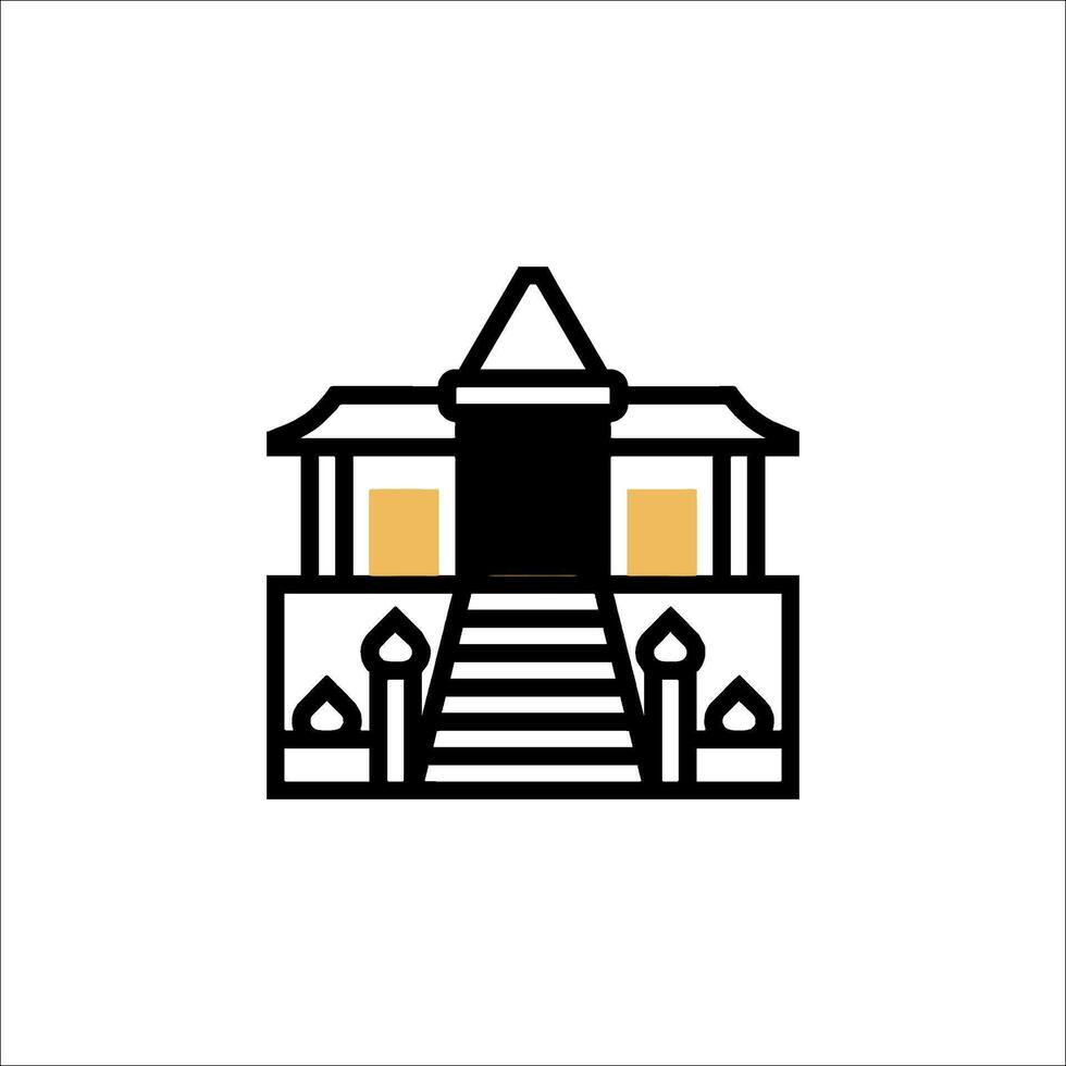 A temple icon with a golden roof vector