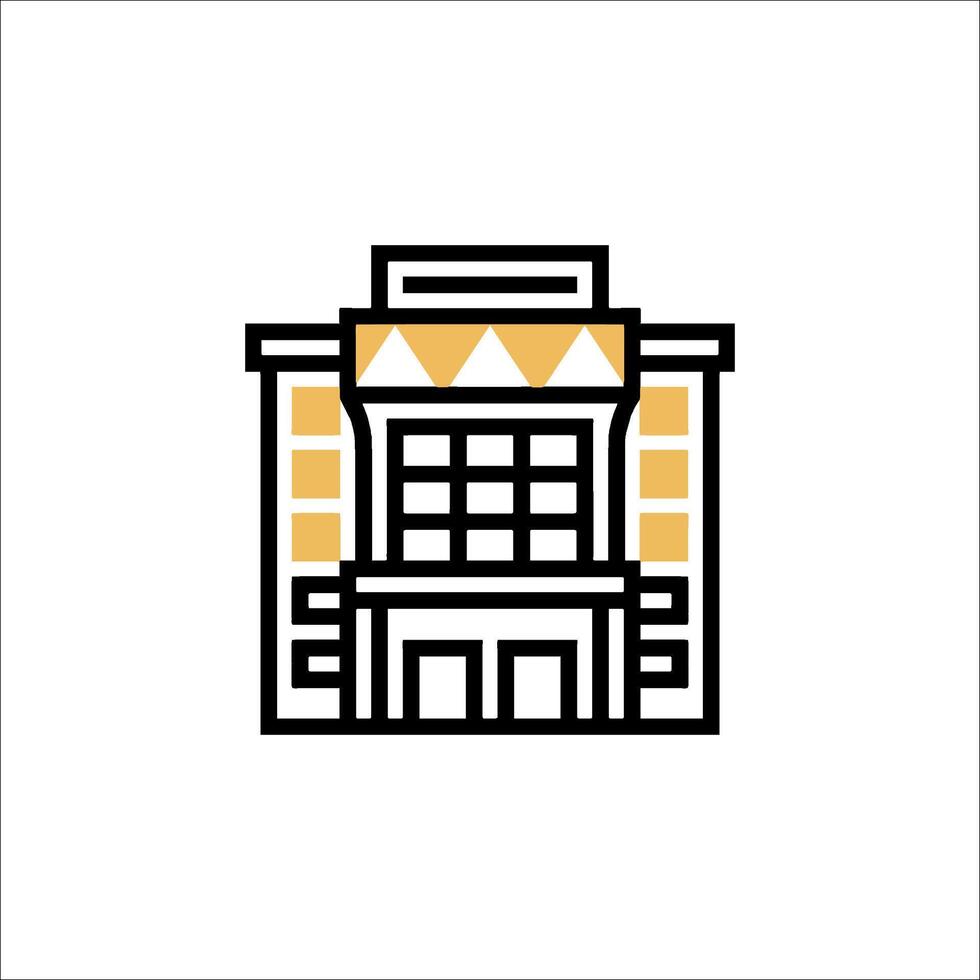 A building icon with a yellow and black color scheme vector