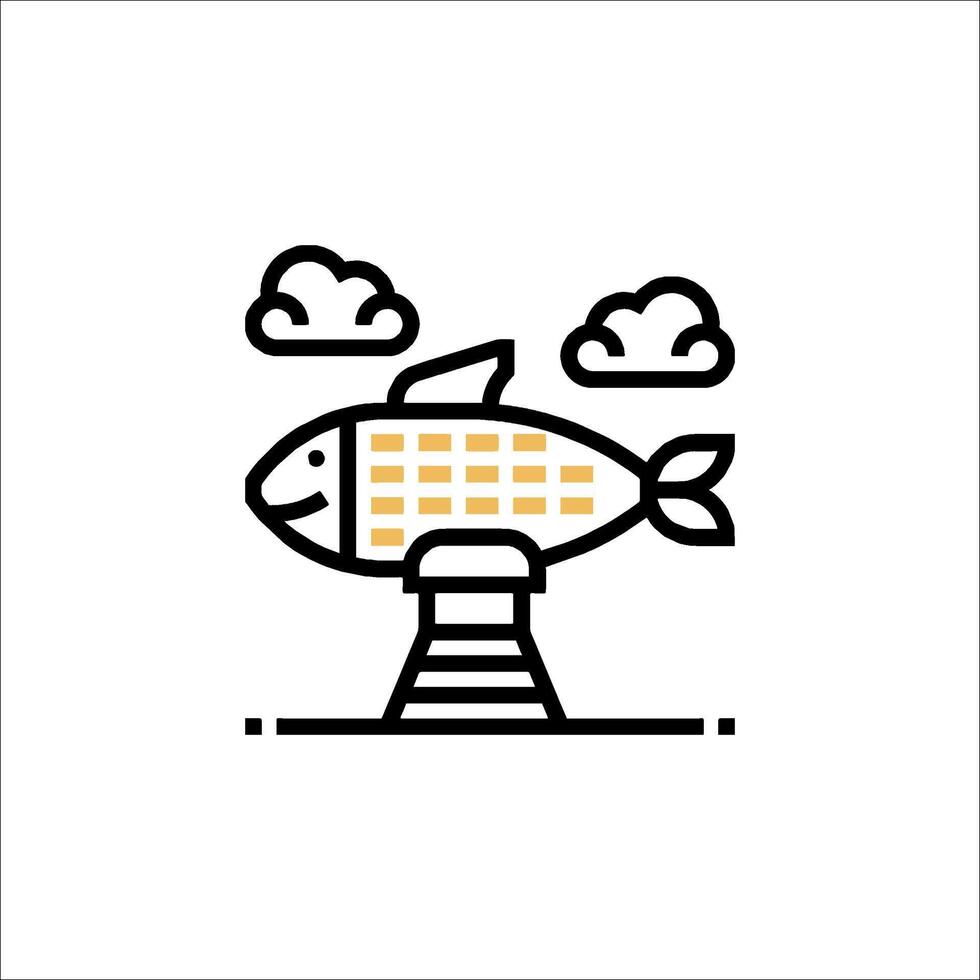 Fish on a tower icon illustration vector