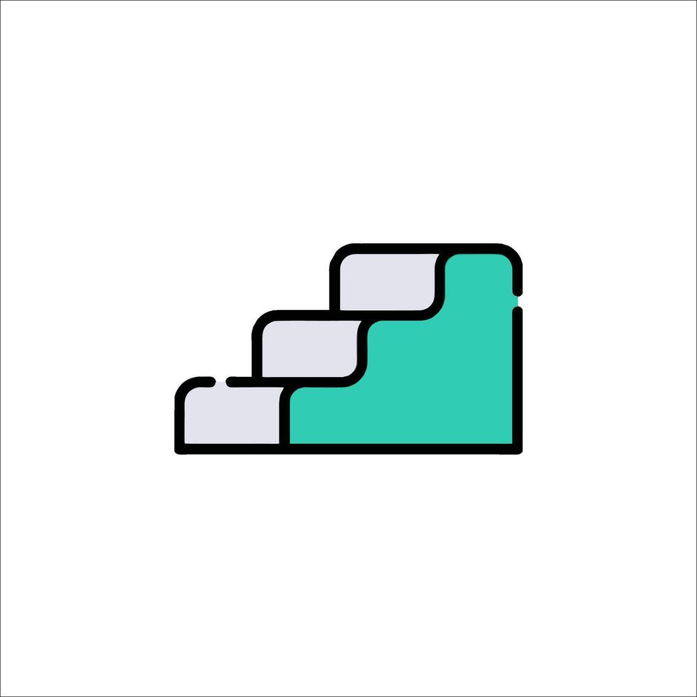 A stairway icon with a green and blue color vector