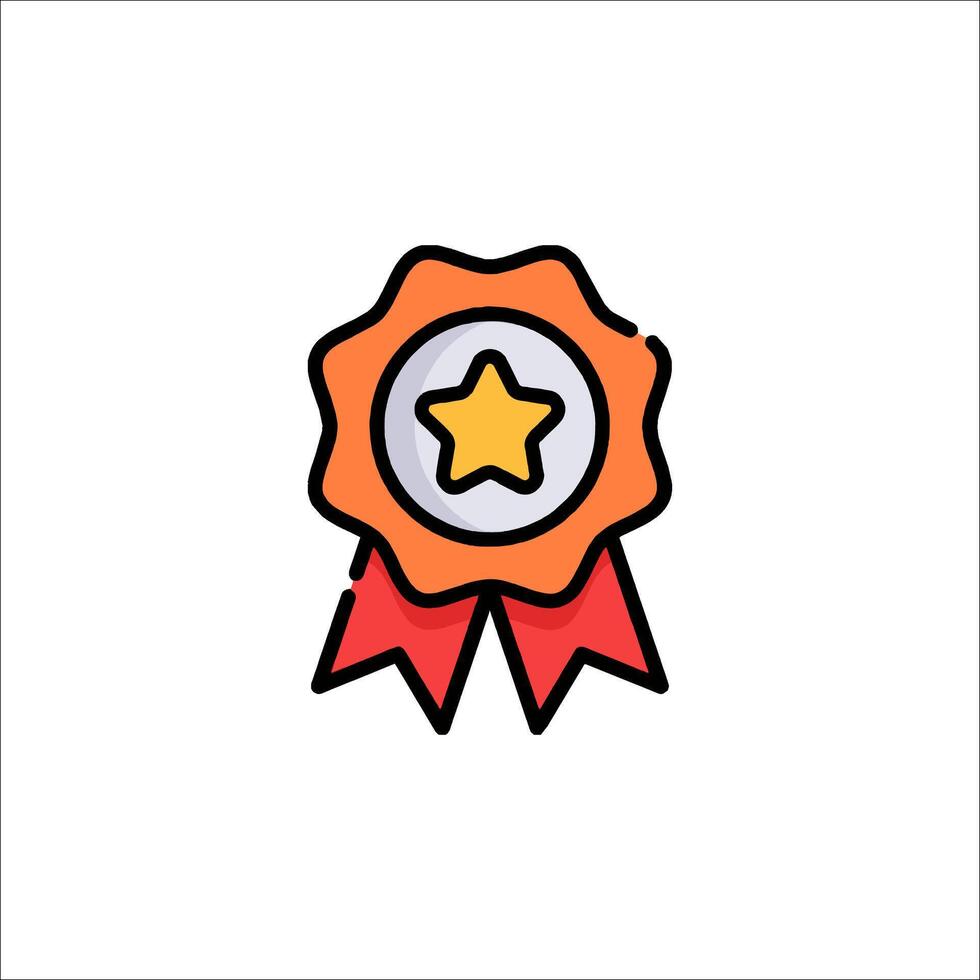 A star award icon with a ribbon and star vector