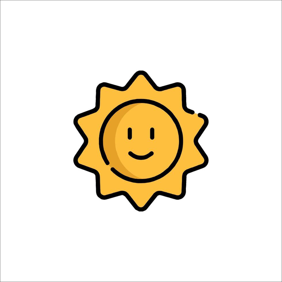 Sun icon with smiley face on white background vector