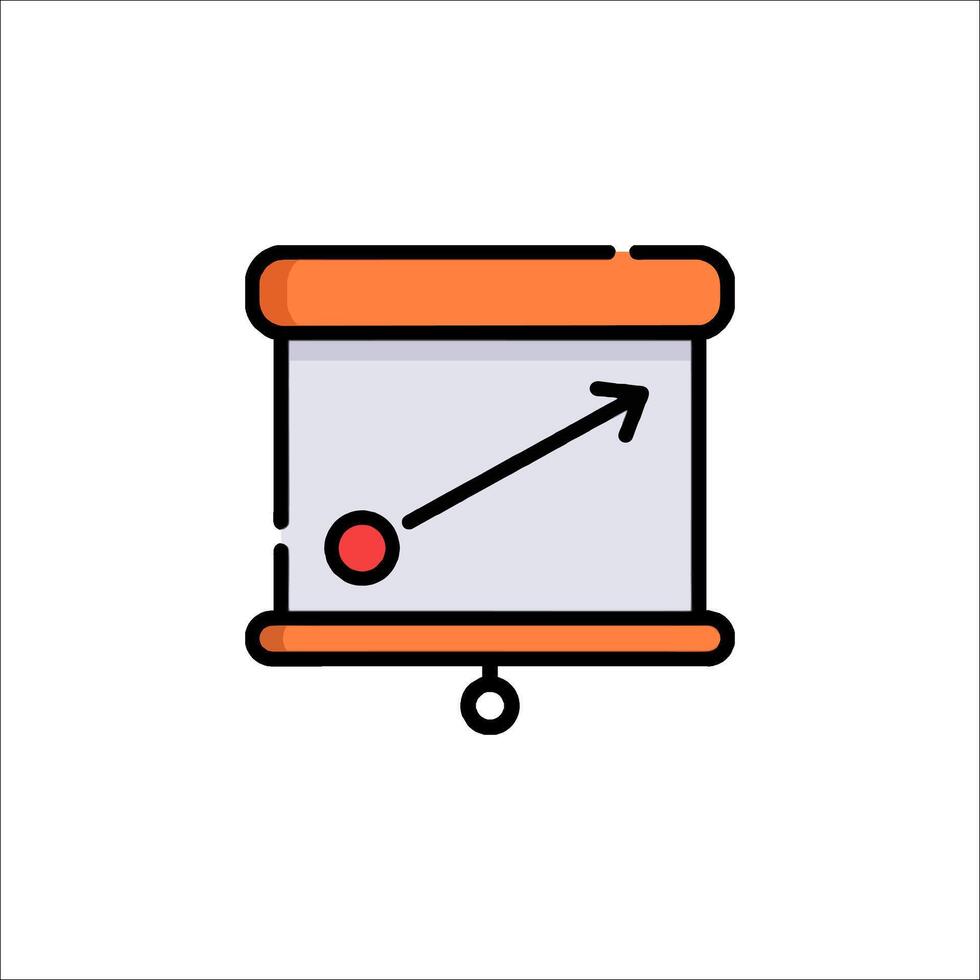 A presentation with an arrow pointing up vector