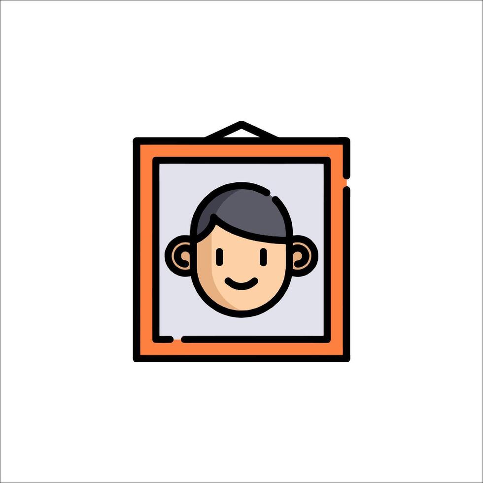 A man's face in a frame icon vector