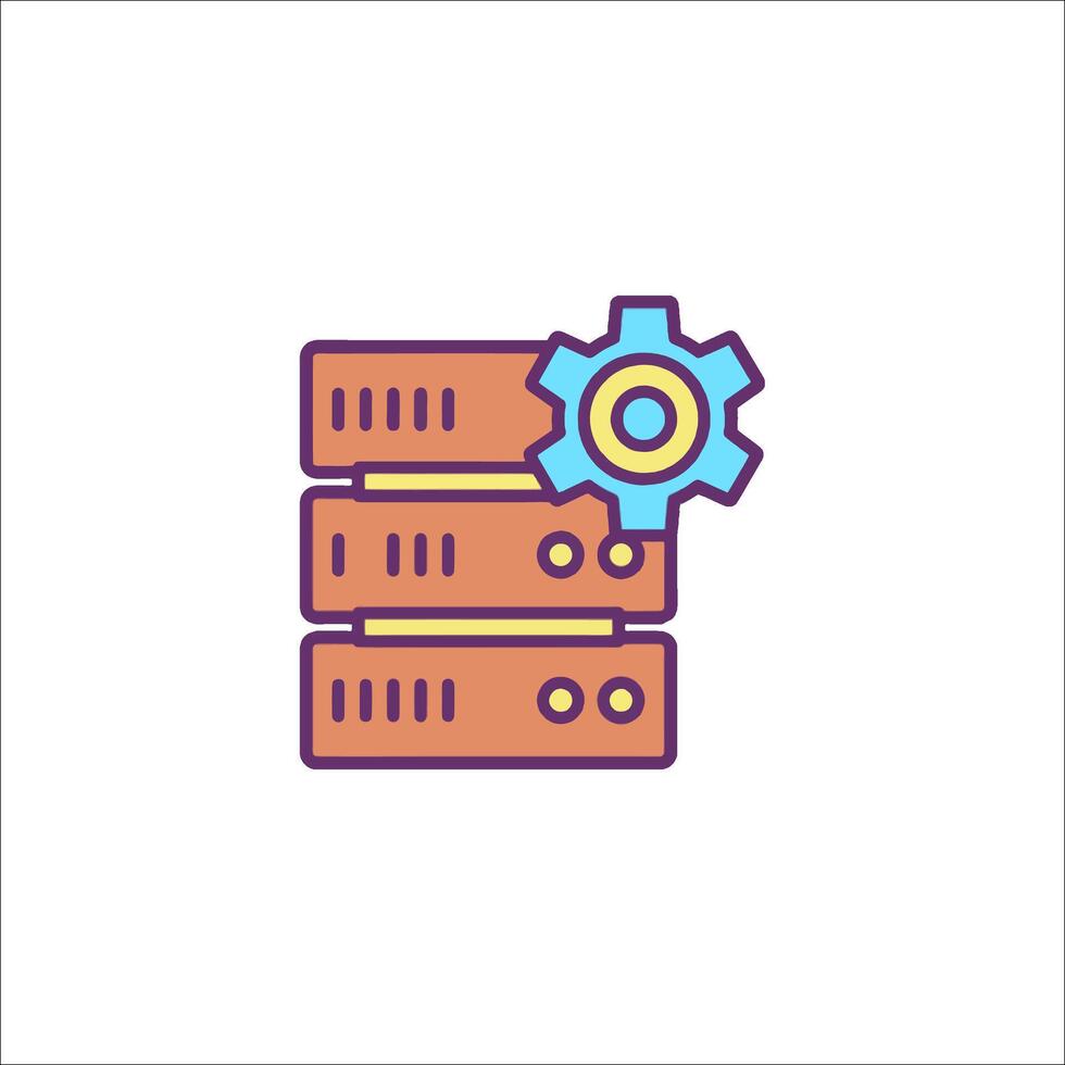 Server icon with gears and a cog vector