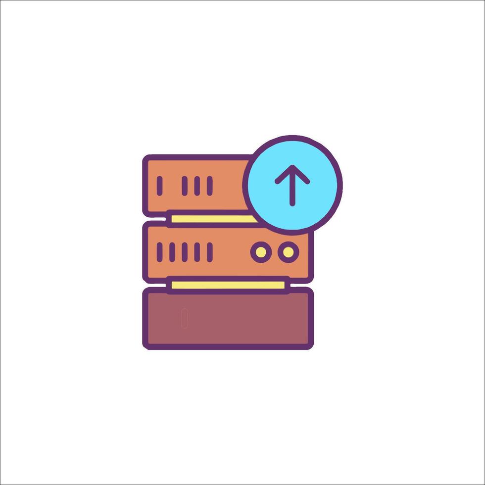 A stack of servers with an arrow pointing up vector