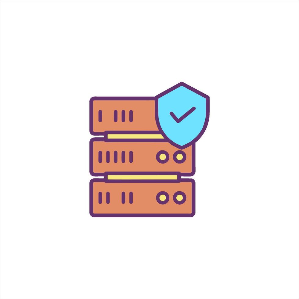 A server with a shield icon vector