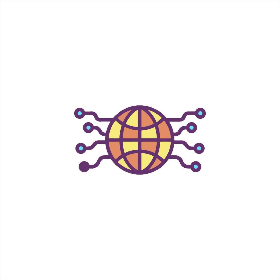 A globe with a network around it vector
