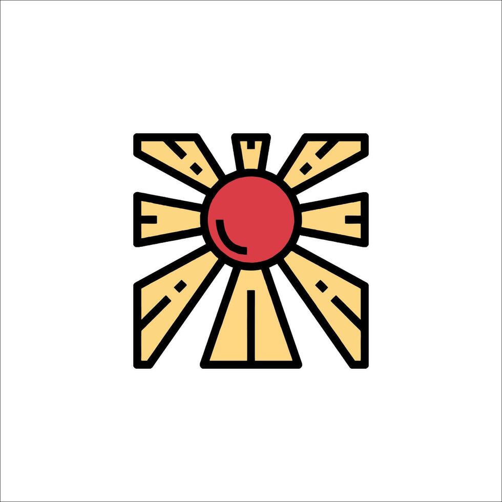 A red sun with a yellow star on top vector