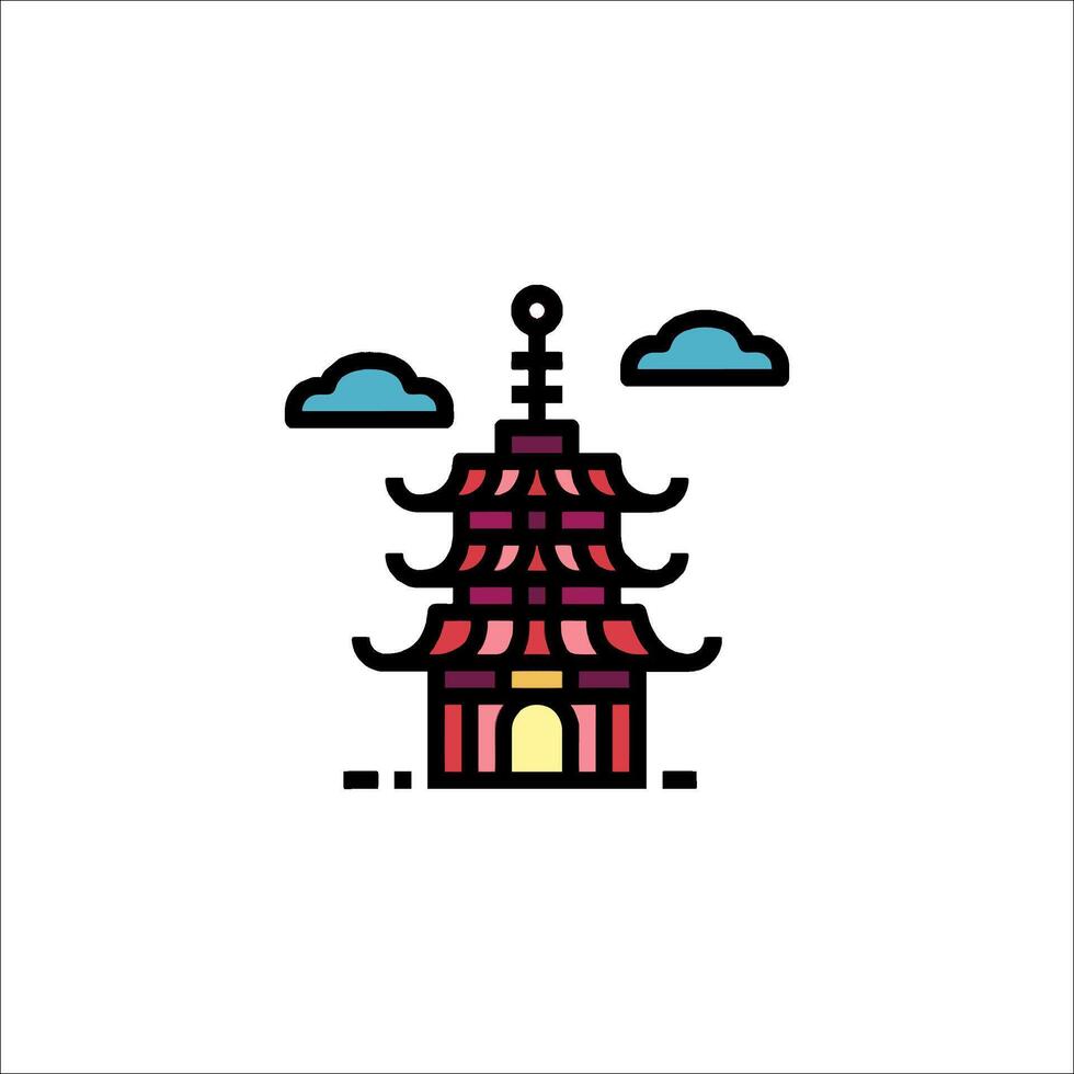 A chinese pagoda icon in a line style vector