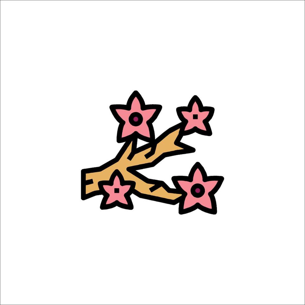 A pink flower and a branch with stars on it vector