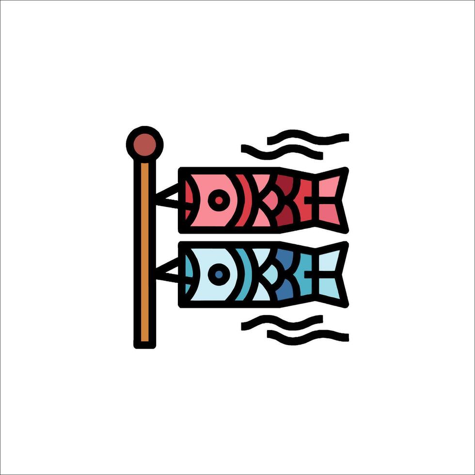 A colorful fish on a pole with a flag vector