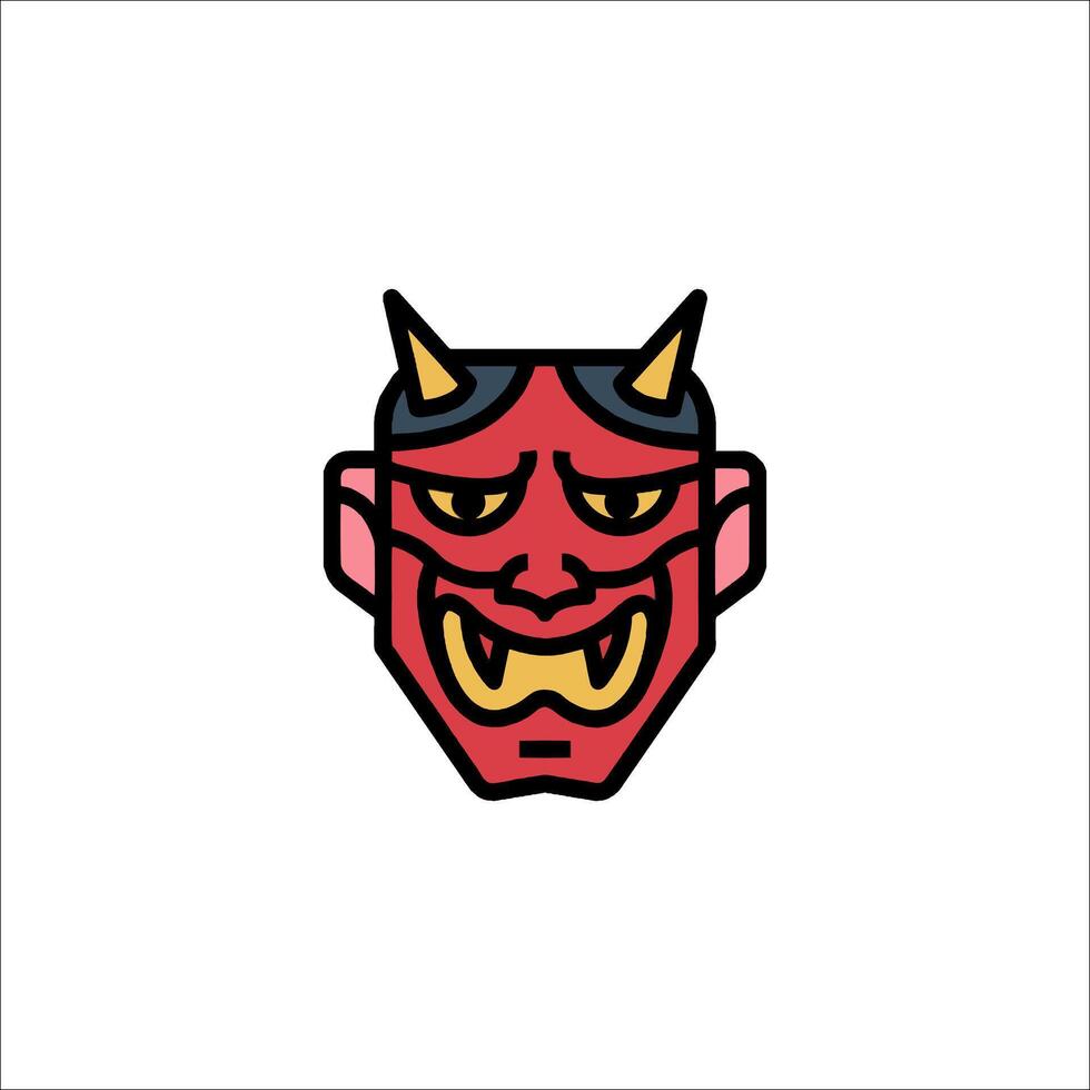 A red devil head with horns on it vector