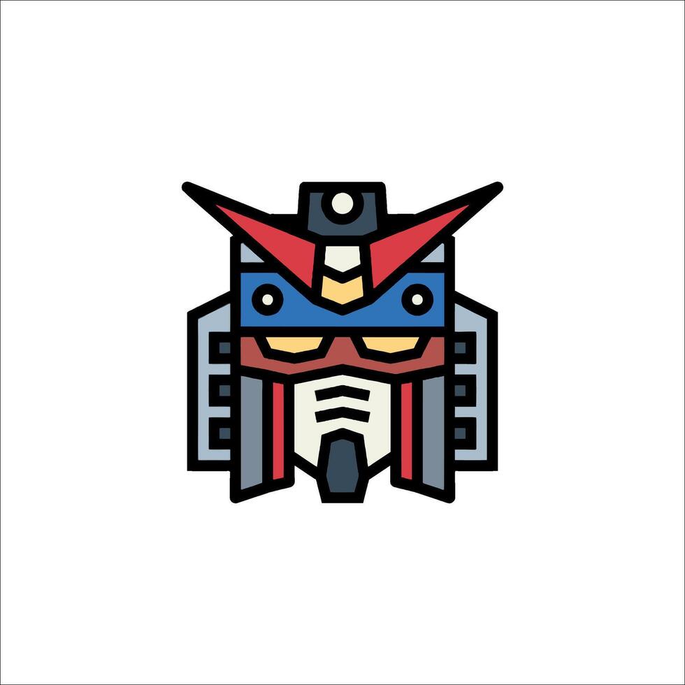 A cartoon robot head with a red, blue and white design vector