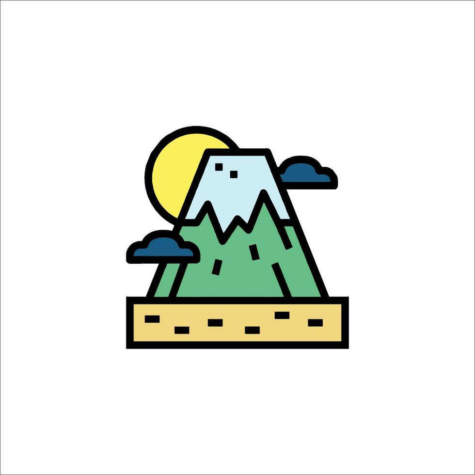 A mountain with clouds and sun on it vector