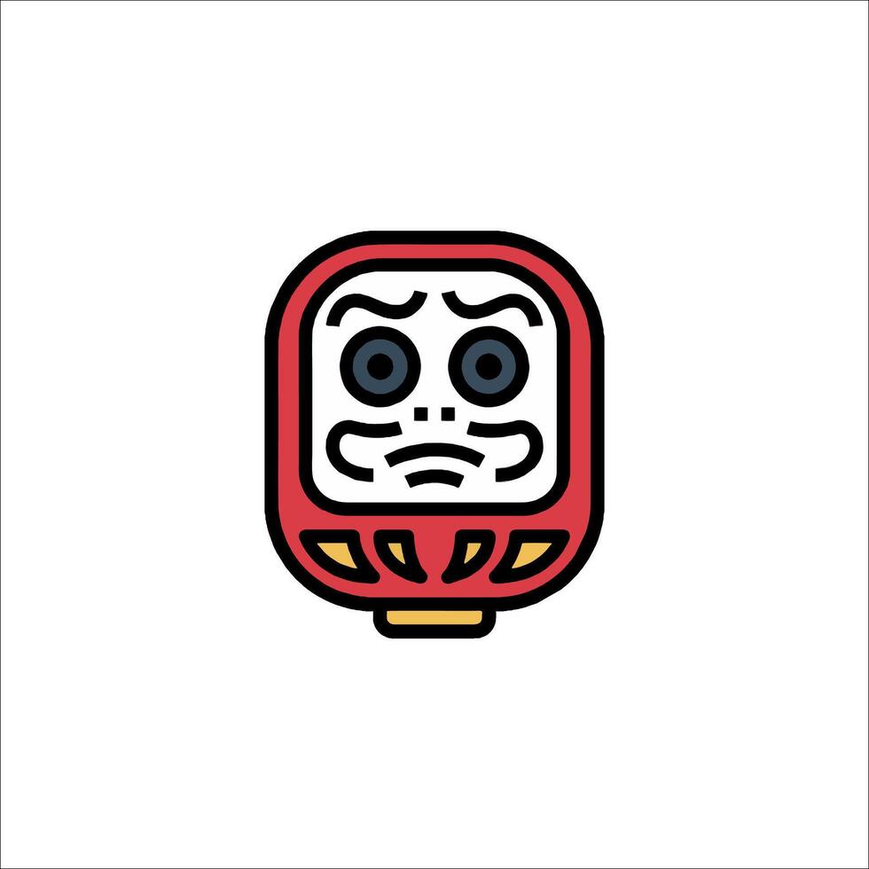 A japanese doll with a sad face vector