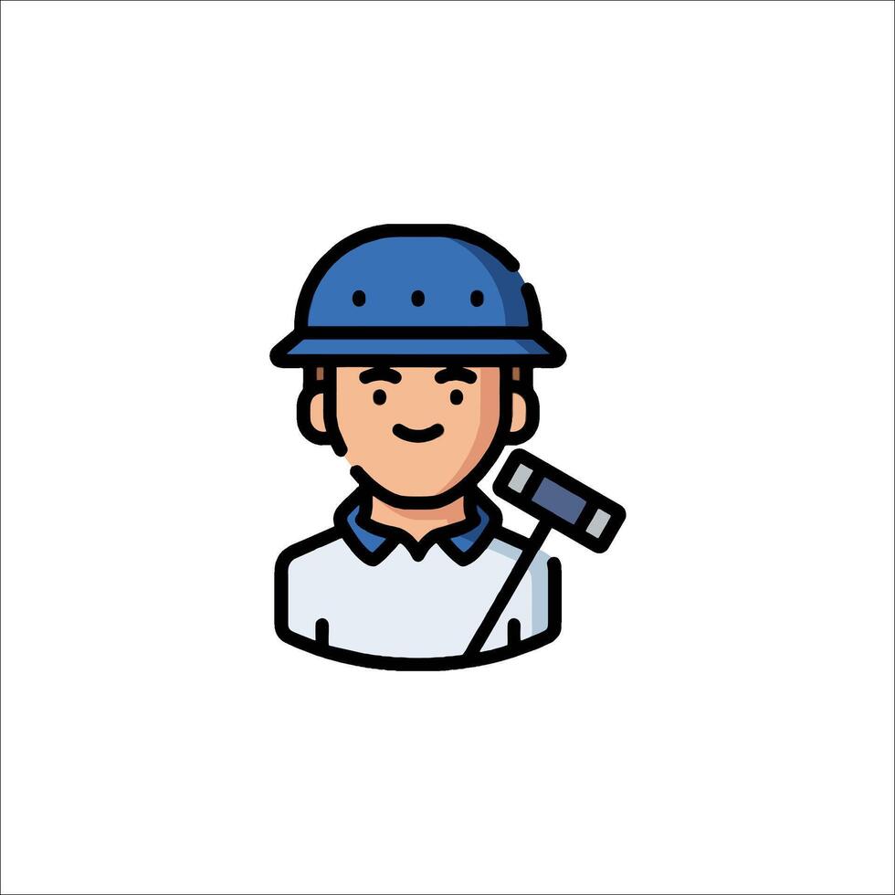 A man in a hard hat holding a hammer vector